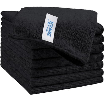 HOMEXCEL Black Microfiber Cleaning Cloth, 8 Pack Cleaning Towels for Kitchen, Lint Free, Scratch-Free, Highly Absorbent, and Reusable Cleaning Rags for House, Window and Glass, Cars, 11.5 X11.5 inch - color: Black