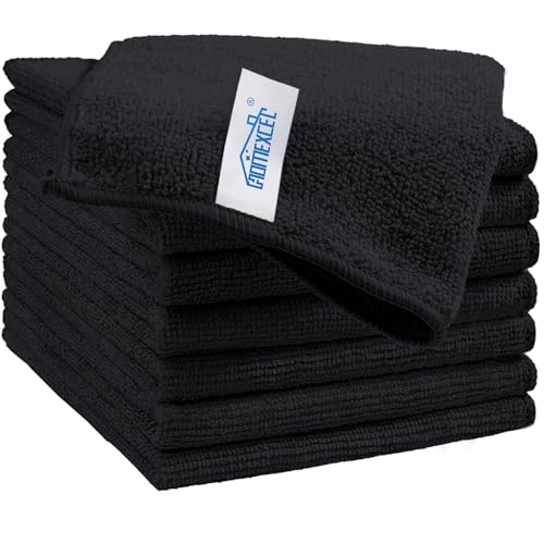 HOMEXCEL Black Microfiber Cleaning Cloth, 8 Pack Cleaning Towels for Kitchen, Lint Free, Scratch-Free, Highly Absorbent, and Reusable Cleaning Rags for House, Window and Glass, Cars, 11.5 X11.5 inch - color: Black