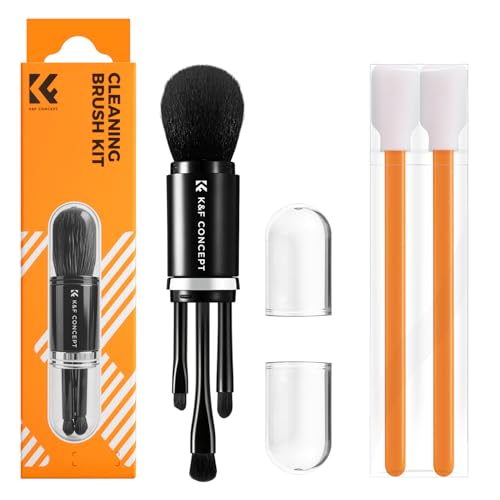 K&F Concept 6-in-1 Keyboard Cleaning Brush Kit for Camera, Lens, PC Monitor - color: Black