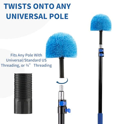3 Pack Screw on Webster Cobweb Duster Head for Pole,Spider Web Remover Brush, Cobweb Duster Head Attachment,Fits Standard 3/4 inch Threaded Poles (3, Blue) - color: Blue