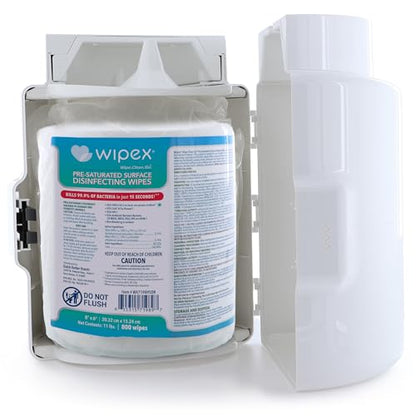Wipex Gym Equipment Wipes Bundle - Includes 1 White Wall Mounted Dispenser & 4 Packs of 800 ct Disinfecting Wipes Refills, EPA Registered Surface Wipes, Sanitize in 15 Seconds - size: Bundle: 4 Refills + Plastic Wall Dispenser