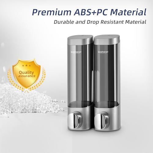 2 in 1 Shower Soap Dispenser, 2×300 ml Chamber Shampoo and Conditioner Dispenser Shampoo Dispenser for Shower Wall Mounted Shower Pump Soap Dispenser for Bathroom Kitchen (2 Chamber + Silver) - color: 2 Chamber + Silver