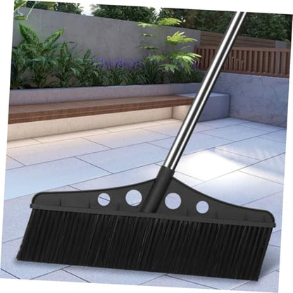 Wide Broom Handle Heavy Duty Outdoor Scrub Brush for Garden Cleaning Detachable Stainless Steel Sweeper for Patios Decks and Courtyards