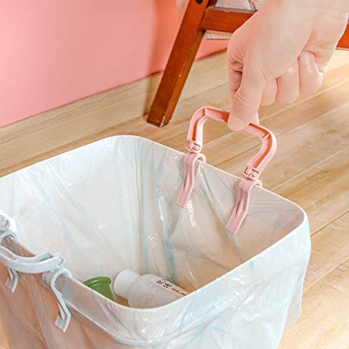 8 Pack Small Trash Can Clips with Handle Non-Slip Trash Bags Clamp Holder Fastener for Bathroom Trash Can Wastebasket Garbage Can Toilet Vanity Waste Basket Office Bedroom Trash Bin