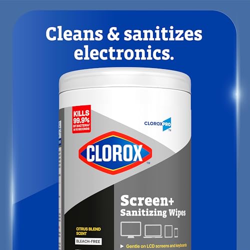 CloroxPro Clorox Screen+ Sanitizing Wipes, Bleach Free Cleaning Wipes, Citrus Blend Scent, 75 Count - size: 75 Count (Pack of 1)