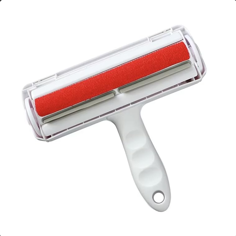 Reusable Pet Hair Remover & Lint Roller – Washable, Portable Tool for Dog & Cat Hair Removal on Clothes, Furniture, Carpet & Car – Effective Roller for Easy Fur & Lint Removal (Red) - color: Red
