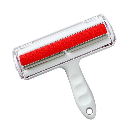 Reusable Pet Hair Remover & Lint Roller – Washable, Portable Tool for Dog & Cat Hair Removal on Clothes, Furniture, Carpet & Car – Effective Roller for Easy Fur & Lint Removal (Red) - color: Red