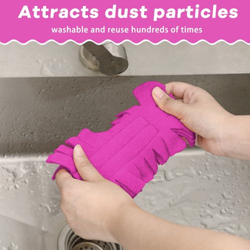 Zubebe 6 Pcs Duster Refill Reusable Fleece Duster Refills Feather Flat Dusters Multi Surface Washable Cleaning Pads Tools for Home, Blinds, Car, Pet, Furniture, Fans (Peach Red) - color: Peach Red