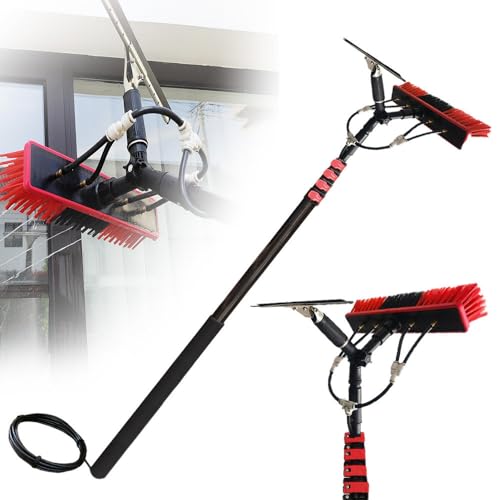 Professional Window Cleaning Kit Extendable Washing Pole Squeegee Window Cleaner Set Adjustable Telescopic Poles Water Fed Brush for Window Solar Panel High-Altitude Clean 5.4m/18FT - size: 5.4m/18FT