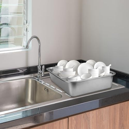 2 Pack Stainless Steel Commercial Bus Tubs Food Grade Meat Processing Tubs Lug Wash Basin Tote Box for Dishwashing, Kitchen, Restaurant, Utility (13 L) - size: 13 L