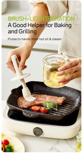 2-in-1 Glass Olive Oil Dispenser with Retractable Silicone Brush – Leakproof Oil Bottle for Cooking, Grilling, Baking & Kitchen Use (White/Green/Yellow) (GREEN) - color: GREEN