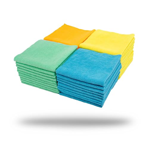 Maxshine Universal 40-Pack 16”x16” 400GSM Microfiber Cleaning Towels – Lint-Free & Ultra-Absorbent Car Detailing Towels – Scratch-Safe Multipurpose Cleaning Cloths for Garage & Home (40-Pack Multi) - color: 40-pack Multi-color