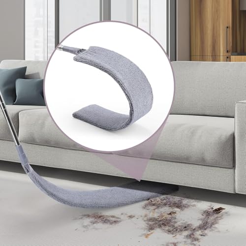 Retractable Gap Dust Cleaner Brush with Long Handle (30 to 100 inches), Cleaning Tools with 2 Microfiber Dusting Cloths, Extendable Duster for Cleaning Under Refrigerator Sofa Couch Bed Furniture