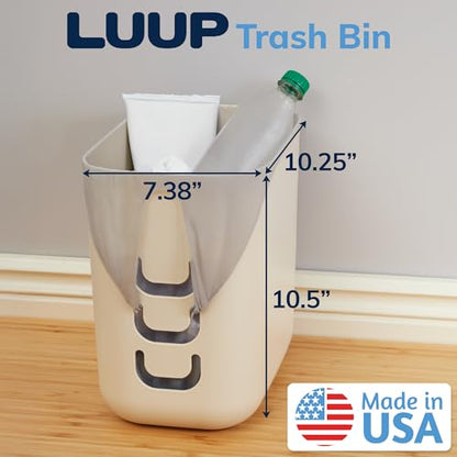STORi Luup Bathroom Wastebasket, Secure Grocery Bags, Plastic Garbage Container for Vanity, Laundry Room, Kitchen, Office, 2.5 Gallon, Beige, Made in USA - color: Beige
