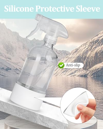 2 Pack 360° Glass Spray Bottles with Silicone Sleeve, 16 oz Empty Refillable Containers with Adjustable Spray Nozzles, Spray Bottles for Hair, Cleaning Solutions and Plants Black&White - color: Black&White