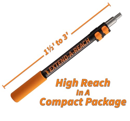 1.5-3 ft Long Paint Roller Extension Pole // Multi-Purpose Telescopic Extension Pole with Universal Twist-on Metal Tip // Lightweight & Sturdy Extendable Pole for Painting Dusting and Window Cleaning - size: 3 feet