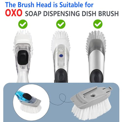 Dish Brush Refill Head for OXO Dish Scrub Brush, 4 Pack Replacement Head Compatible with OXO Soap Dispensing Dish Scrubber, Gray - color: 4 Pack, Gray