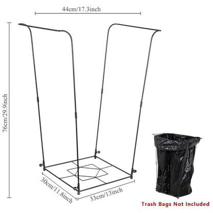 2 Pack Trash Bag Holder, 30-45 Gallon Metal Garbage Bag Holder, Multi-use Portable Trash Bag Holder Stand, Square Pattern Base Leaf Bag Holder for Patio, Yard, Garden - color: BlackC-2 PCS
