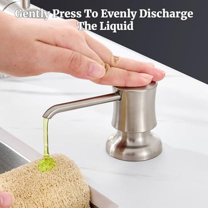 Soap Dispenser for Kitchen Sink Brushed Nickel, Built-in and Refill-from-Top Design with Liquid Hand & Dish Soap Bottle - color: Brushed Nickel, size: with Bottle