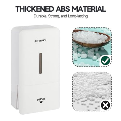 anydry 27oz (800 ml) Manual Wall Mounted Soap Dispenser, Ideal for Commercial Bathrooms Restaurants Hotels, Use with Liquid Hand Soap Shampoo, ABS White - color: Warm White