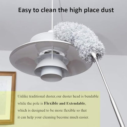 DELUX Microfiber Feather Duster Extendable Duster with 100 inches Extra Long Pole, Bendable Head & Long Handle Dusters for Cleaning Ceiling Fan, High Ceiling, Blinds, Furniture & Cars Gray - color: Gray