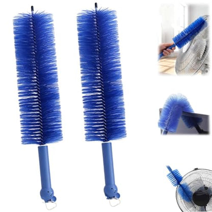 2026 New 2 Pcs Fan Cleaning Brush Bendable Cobweb Duster Cobweb Duster, Bendable Fan Duster, Plastic Fan Cleaner Brush, Microfiber Head Dusting Brush (2, Blue) - color: Blue