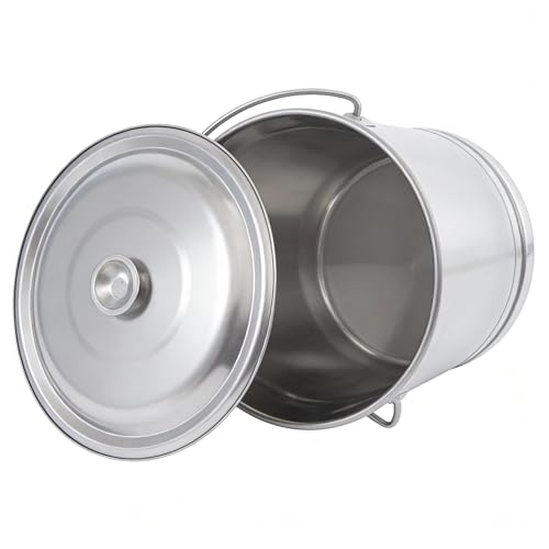 15Qt/3.7Gal Stainless Steel Bucket Milk Metal Pail Ice Bucket Compost Bin | Compost Bucket Milk Pail Scrap Slop Food Waste Garbage Pails Kitchen Farms Kennels with Lid and Handle - size: 14L/14.8 Qt/3.7Gal:11.81*11.81*11.81 inch