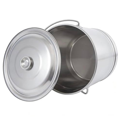 15Qt/3.7Gal Stainless Steel Bucket Milk Metal Pail Ice Bucket Compost Bin | Compost Bucket Milk Pail Scrap Slop Food Waste Garbage Pails Kitchen Farms Kennels with Lid and Handle - size: 14L/14.8 Qt/3.7Gal:11.81*11.81*11.81 inch