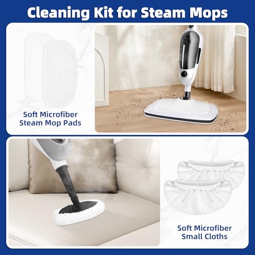 LOVECO 4 Pack Steam Mop Pads + 4 Microfiber Small Cloths Compatible with KGHKGH & Sprobil & Rvwsx Steam Mop Steam Cleaner, Washable Steam Mop Replacement Pads for Scratchfree Floor Cleaning
