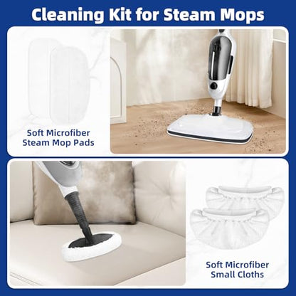 LOVECO 4 Pack Steam Mop Pads + 4 Microfiber Small Cloths Compatible with KGHKGH & Sprobil & Rvwsx Steam Mop Steam Cleaner, Washable Steam Mop Replacement Pads for Scratchfree Floor Cleaning