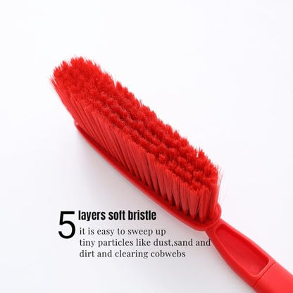 1 Pack 15" Hand Broom Brush,Soft Bristle Cleaning Brush,Crumb Debris Sweeping Brush,Dusting Brush,Comfort for Bed Car Couch Desk Sofa Furniture Clothes,Small Particles Hair Remover(Red) - color: Red 1