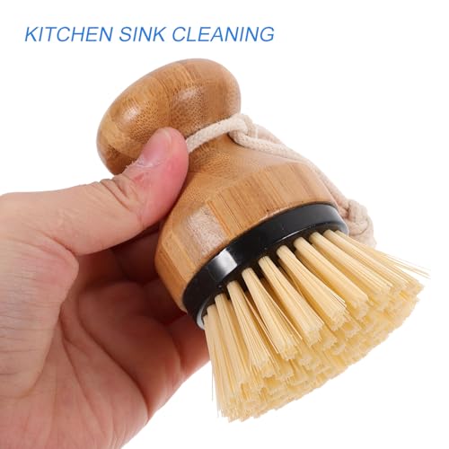 Totority 2pcs Palm Scrub Brush Dish Scrubber Handle Kitchen Cleaning Brush for Pots Pans Sink Black Multifunctional Set
