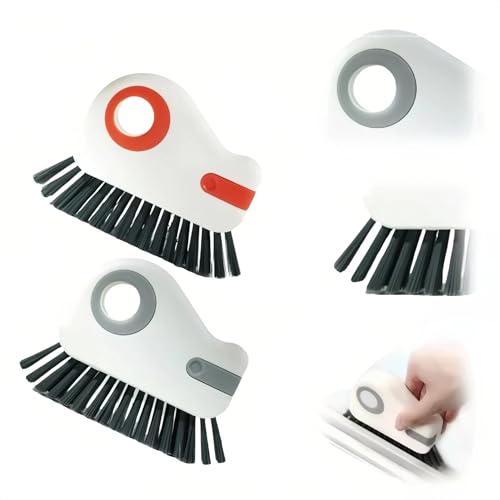 2026 New 2 in 1 Groove Cleaning Brush - Window Track Cleaner with Hidden Scraper, for Sliding Door Track, Window Seal (Gray+Orange) - color: Gray+orange