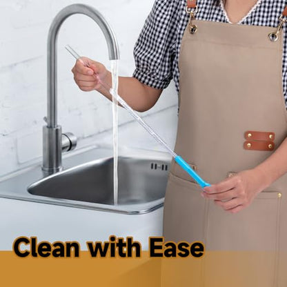 Heavy-Duty Straw Cleaner Brush Pro Set – 2 Pack, 12-Inch Length, 8mm/0.31inch Width, Full Coverage Bristles, Ergonomic Grip Handle
