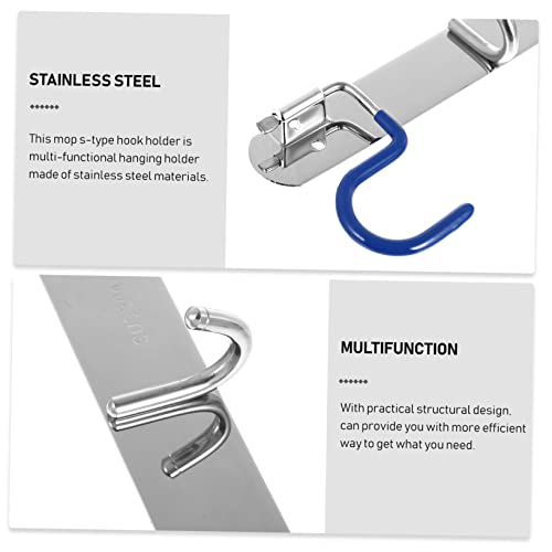 Cabilock Mop Holder Stainless Steel Hooks Heavy Duty Hook Wall Hanging Hooks S- Type Mop Heavy- Duty Hook Wall Hanger Broom Holder Wall Mount S-Type with Hangers Tool Fold - size: 42X9X2CM