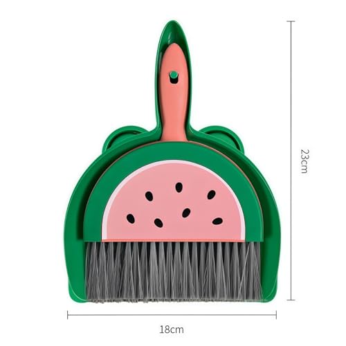 1Pcs Small Broom and Dustpan Set Cute Little Yellow Green Hand Mini Broom and Dustpan Set for Home Sofas Kitchen Countertops Storage Shelves Bathrooms Pet Areas - color: Green