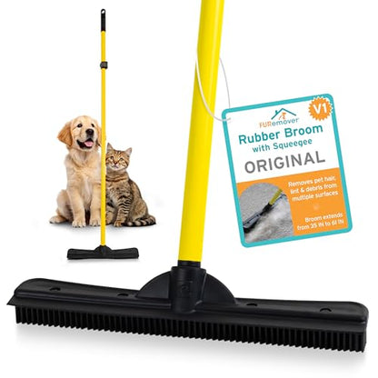 FURemover Pet Hair Removal Rubber Broom, 61" Telescopic Handle - size: 61" Telescopic Handle
