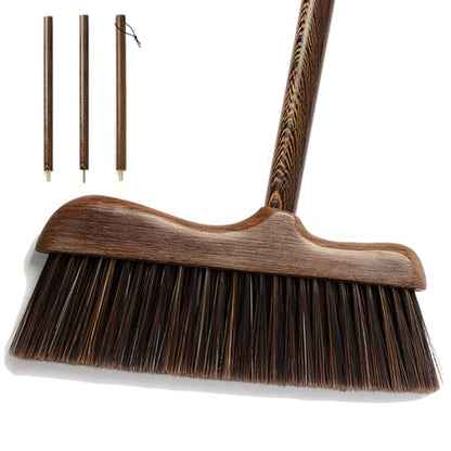 Wood Angle Broom – 44.8” Wooden Handle Compact Brooms for Indoor Kitchen – Soft PP Bristles, Durable Sweeping Broom