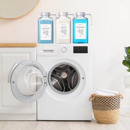 Potchen 3 Pack Laundry Detergent Dispenser Set, Clear Acrylic Liquid Detergent Container with Labels & Measuring Cups, Fabric Softener Dispenser for Laundry Room Organization(68 oz) - size: 68 oz