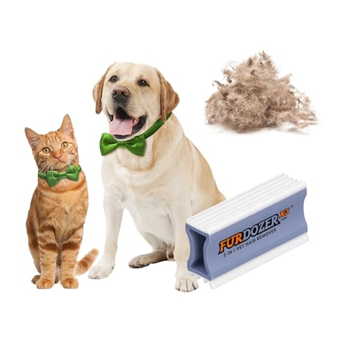 FurDozer Pet Hair Remover & Auto Detailing Tools - Cat & Dog Hair Remover for Carpets, Car Interiors, Couches, Bedding, & Pet Furniture (Purple, X3 MINI - 3.5" Long) - color: Purple, size: X3 MINI