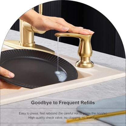 GAGALIFE Kitchen Sink Soap Dispenser Brushed Gold, Under Sink Soap Dispenser with 40" Silicone Extension Tube, Say Goodbye to Frequent Refills - color: Gold, size: with Hose