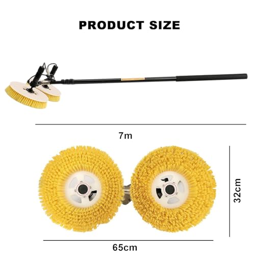 Solar Cleaning Brush,Telescopic Pole with Water Connection,with 5pcs Gloves,Low Water Consumption,for Cleaning Large Windows/High Walls/Signs/Roofs/Outdoor LED Screens 7.5m - color: 7.5m