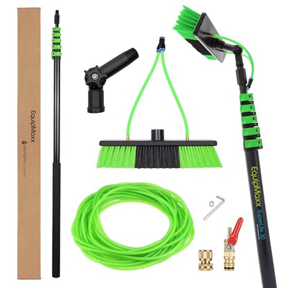 30 Feet Reach Solar Panel Cleaning Brush & Pole Water Fed Pole Kit, Window Cleaner Window Glass Solar Panel Cleaning System Washing Equipment Tool Solution Scrubber Brush & Hose Spray Washer - size: 30FT