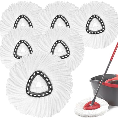 6 Pack White Spin Mop Replacement Heads, Mop Head Replacement 100% Microfiber, Deep Cleaning, Spin Mop Refill Replacement Head Compatible with 1-Tank System - size: 6pack