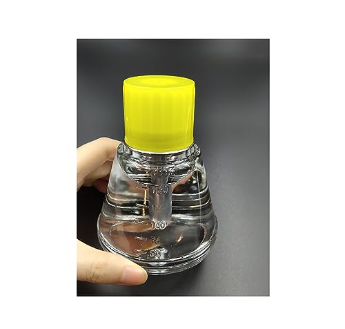 180 ml/6 Oz Empty Clear Glass Dispenser Bottle for Nail Polish, Refillable Alcohol Pump Container Push Down Dispenser with Cap, Makeup Remover Holder
