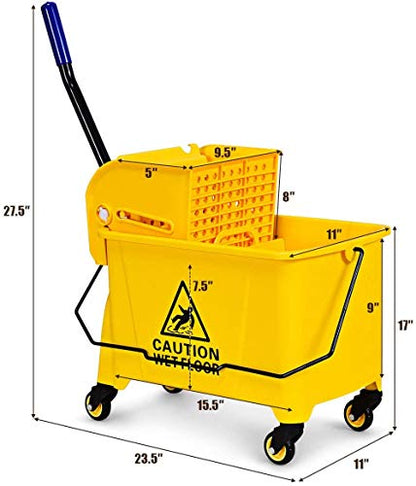 Nightcore Commercial Mop Bucket and Side Press Cleaning Wringer Portable Trolley On Wheels,All-in-one Tandem Floor Cleaning,Wavebrake. Ideal for Household,Commercial (21 Quart) - size: 21 Quart