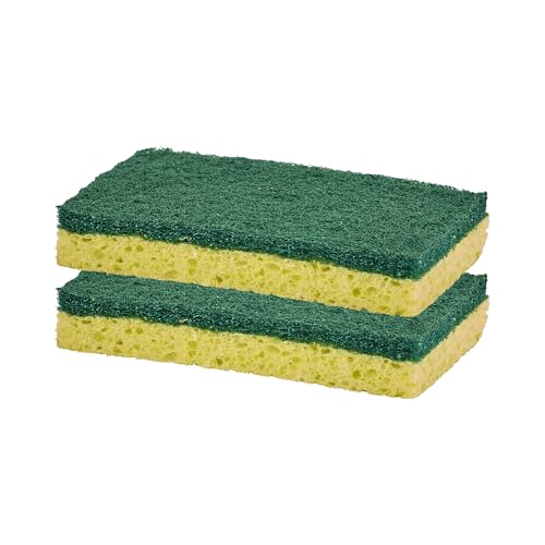 Scrubee Heavy Duty Scrub Sponge with Scouring Pad, Kitchen Dishwashing, Sink, Pot, and Frying Pan Cellulose Scrubber Sponge Non-Scratch, by Superio, 2-Pack (4.5" Sponge) - color: Green, size: 2-pack