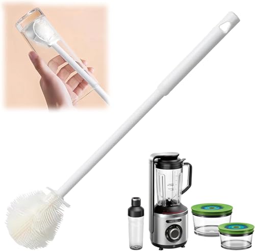 Silicone Bottle Brush with Long Handle, 360° Flexible Soft Bristle, for Narrow Neck Containers, Sports Bottle, Tumblers, Flask, Glassware, 1 Piece (1) - size: 1
