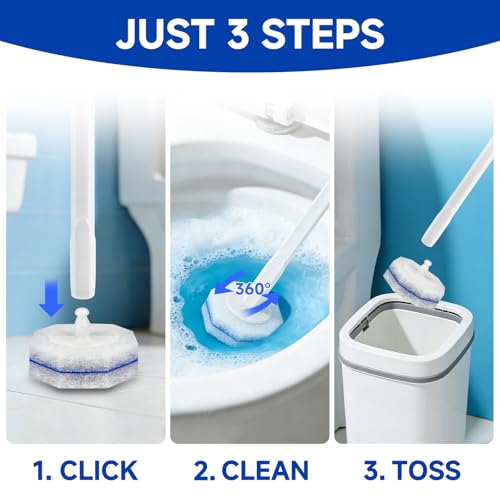 50 Count Disposable Toilet Brush,Toilet Cleaner Refills,Replacement Heads for Toilet Cleaning System,Compatible with Most Toilet Brushes（not Included Brush Rod）