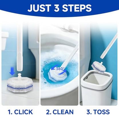 50 Count Disposable Toilet Brush,Toilet Cleaner Refills,Replacement Heads for Toilet Cleaning System,Compatible with Most Toilet Brushes（not Included Brush Rod）